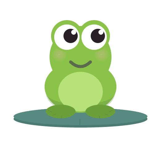 YourPond frog mascot sitting on a lily pad